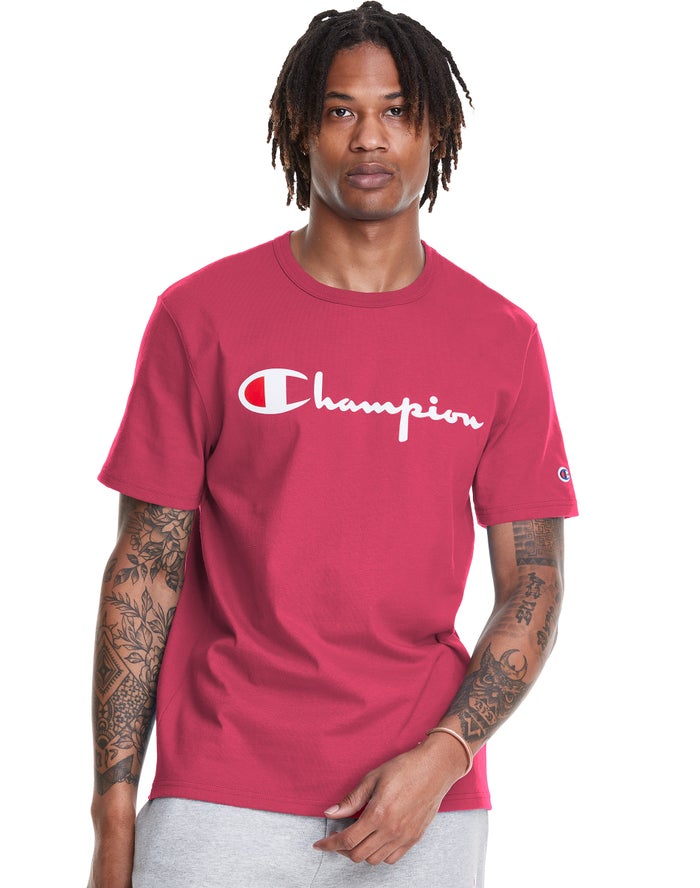 Champion T-Shirt Heren - Rood - Heritage Vintage Logo ( 380621-HQG )